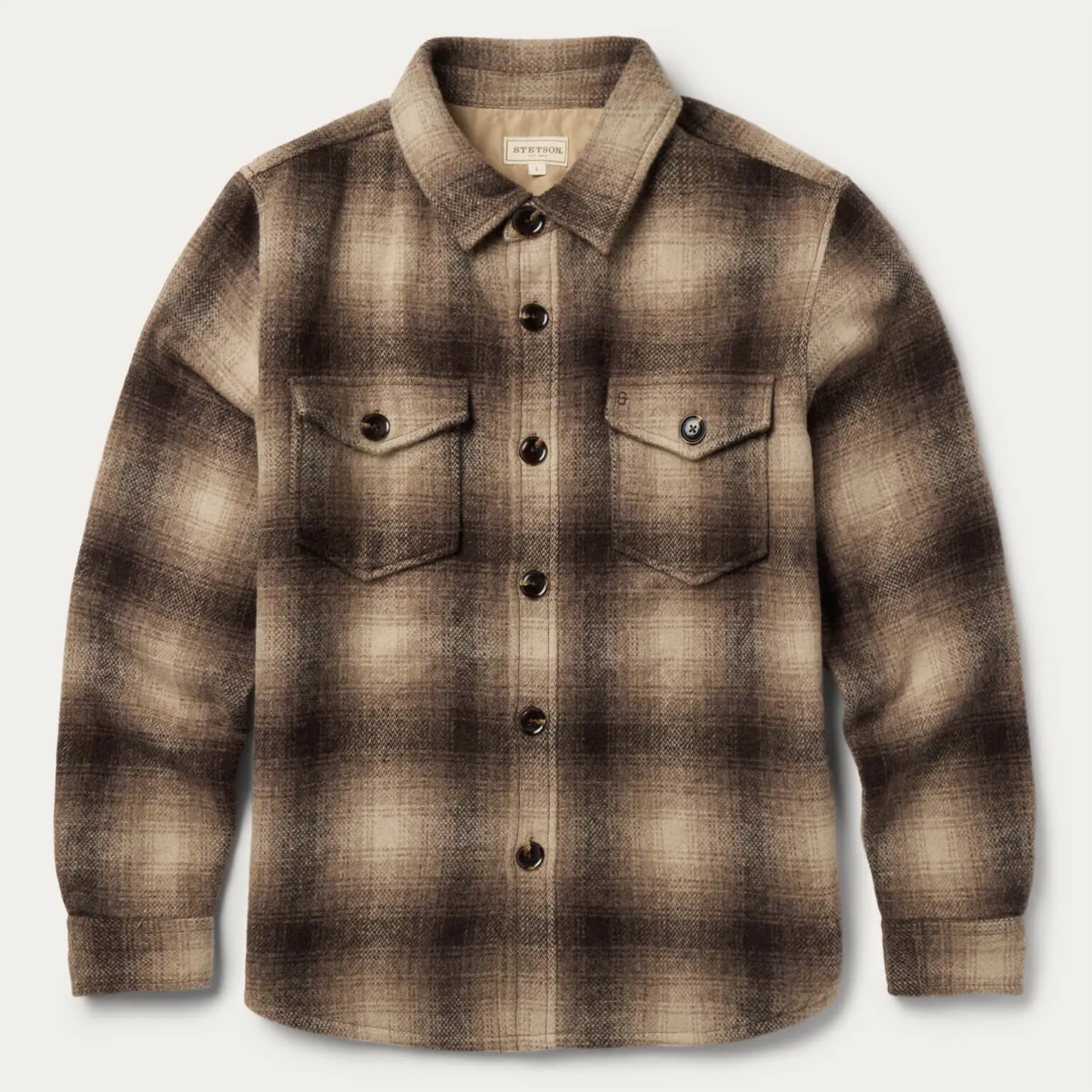 Wool Plaid Shirt Jacket -STETSON