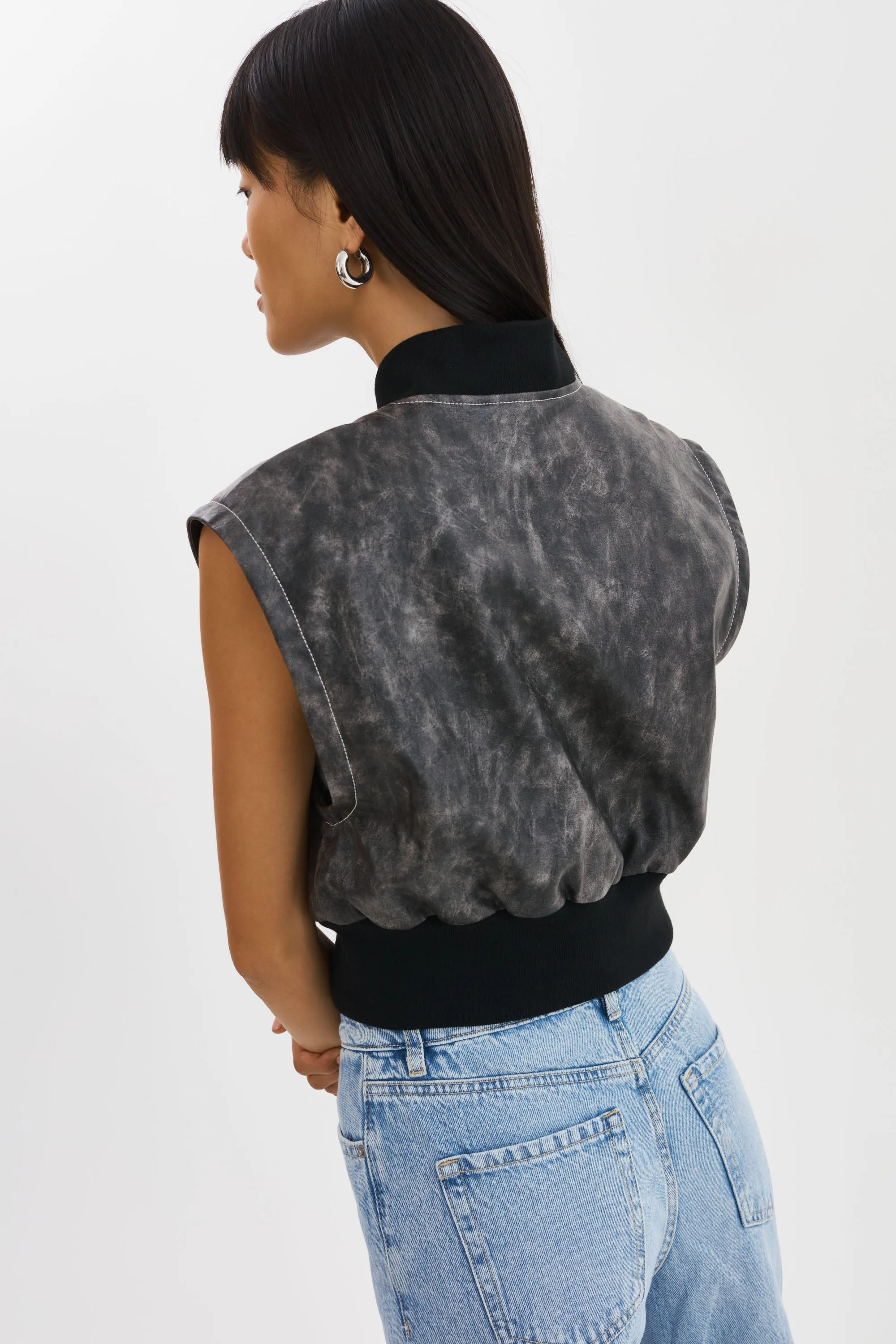 XAIA | Faux Leather Convertible Bomber Jacket