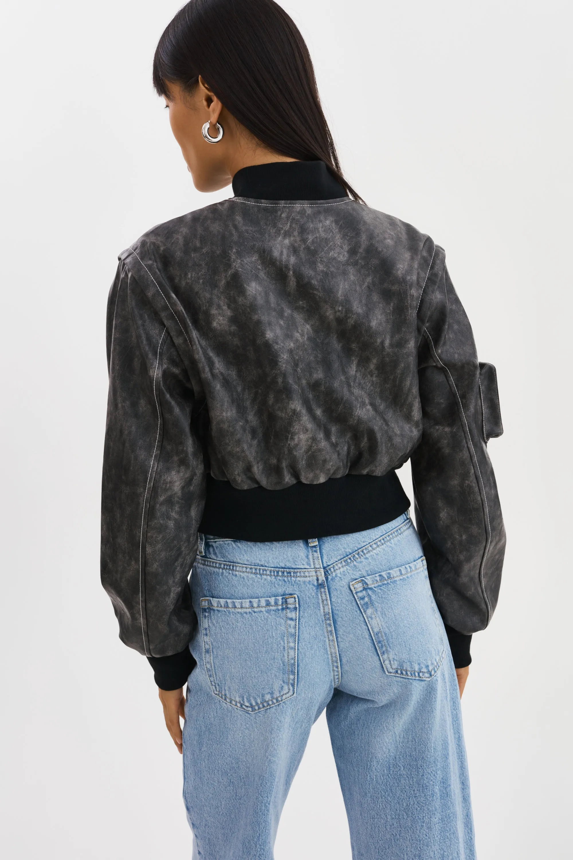 XAIA | Faux Leather Convertible Bomber Jacket