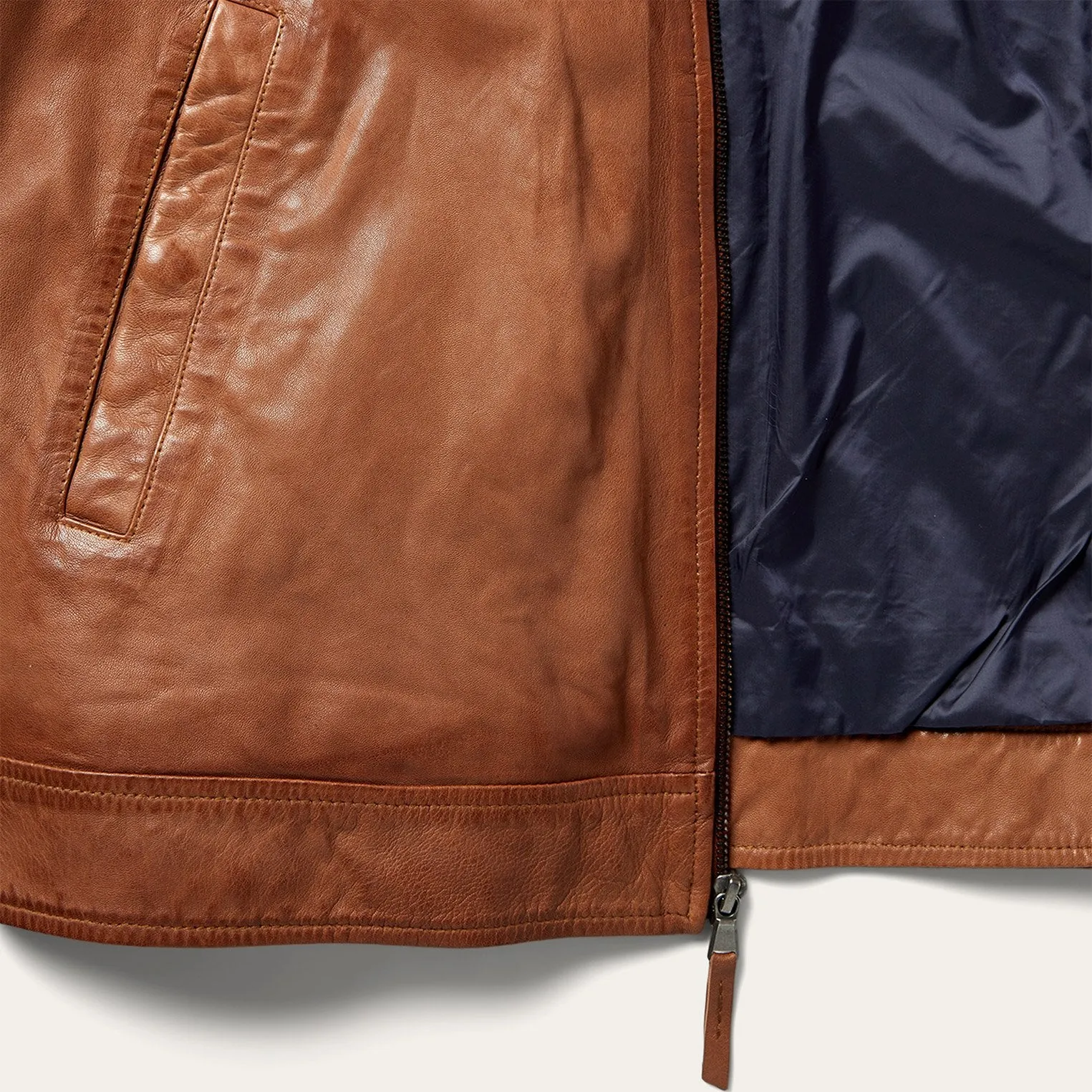 Zip-Front Lightweight Leather Jacket -STETSON