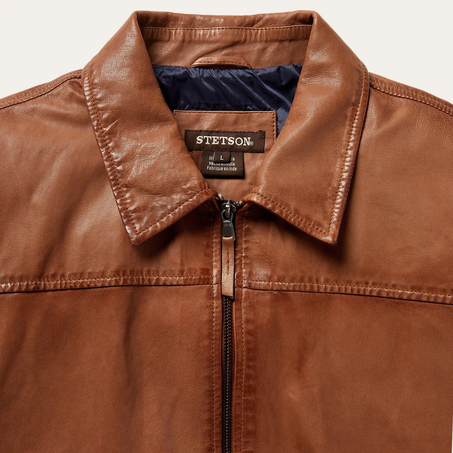 Zip-Front Lightweight Leather Jacket -STETSON