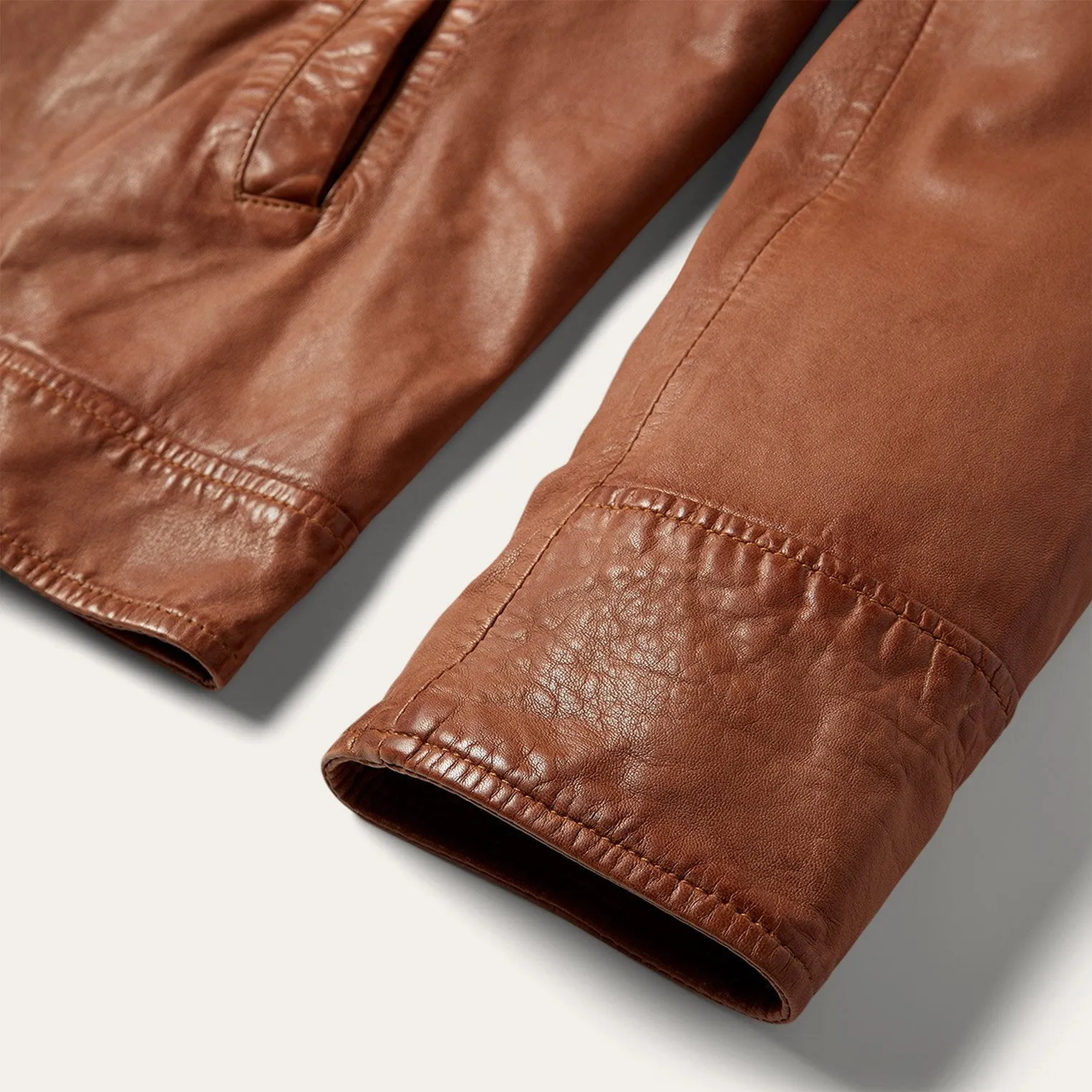 Zip-Front Lightweight Leather Jacket -STETSON