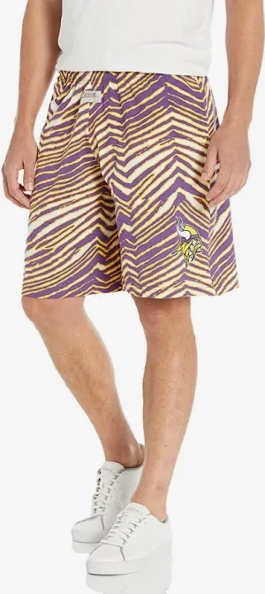 Zubaz Minnesota Vikings NFL Men's Classic Zebra Print Shorts with Team Logo