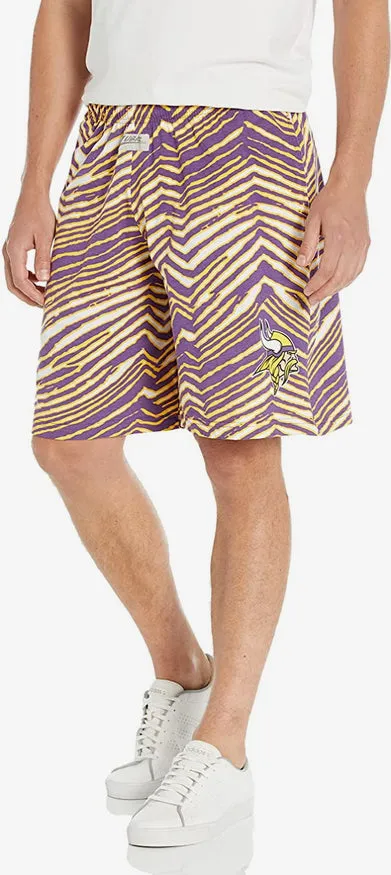 Zubaz Minnesota Vikings NFL Men's Classic Zebra Print Shorts with Team Logo